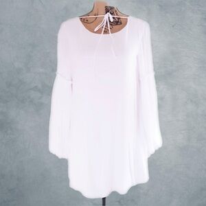 Zara White Mini Dress with Bubble Sleeves